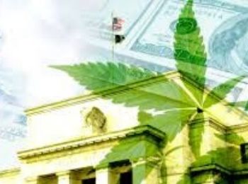 Government Building with funds, cannabis leaf