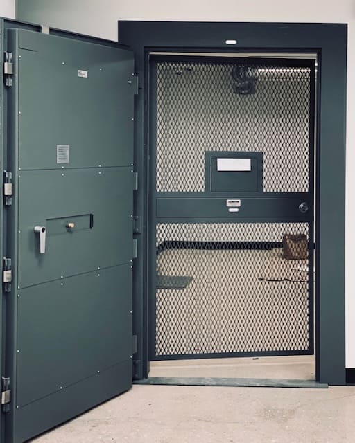Secure cannabis dispensary vault door