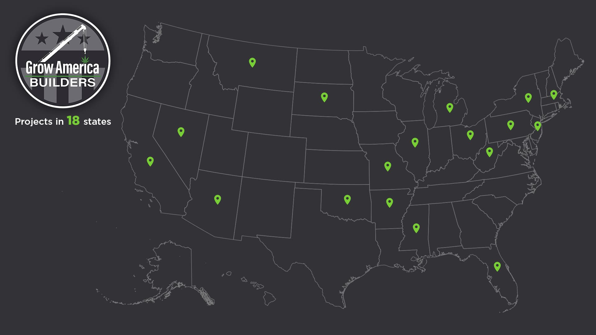 Grow America Builders Activity in states across the US
