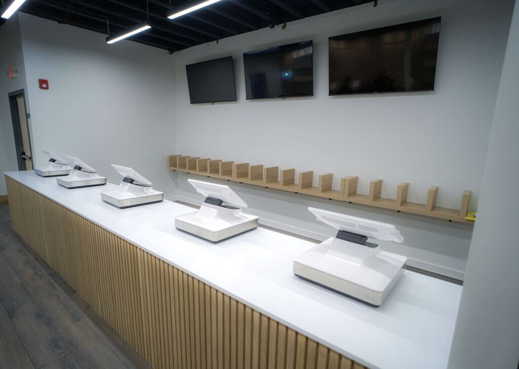 Checkout counters at a dispensary